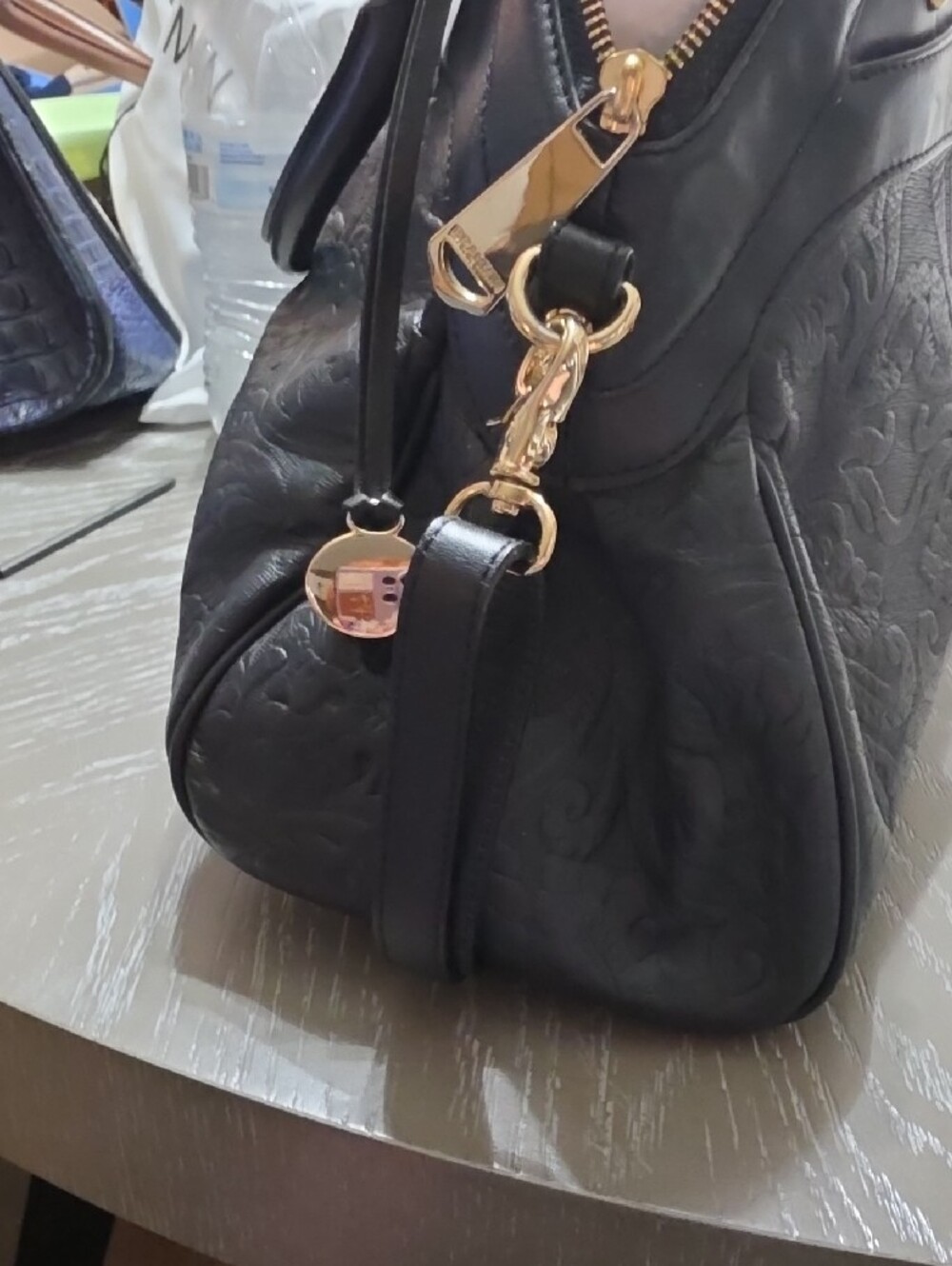 Brahmin Black Embossed Floral Satchel - Picture 4 of 9